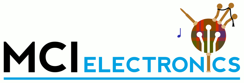 MCI Electronics logo animated with bagpipes