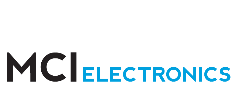 MCI Electronics logo animated with a cog and egg