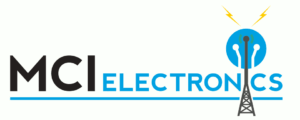 MCI Electronics logo with animated radio tower