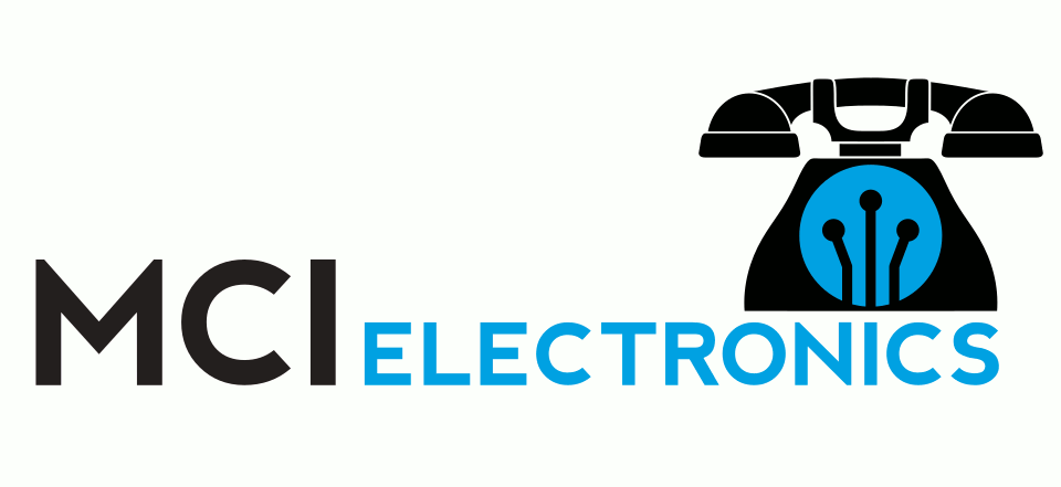 MCI Electronics logo with animated ringing old-fashioned phone