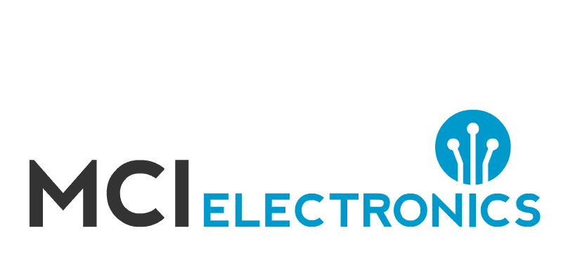 animated MCI Electronics logo showing a component breaking and being fixed
