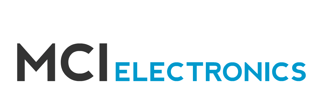 MCI Electronics logo with firework animation