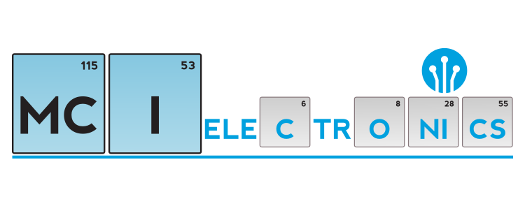 MCI Electronics logo image using chemical symbols for some of the letters